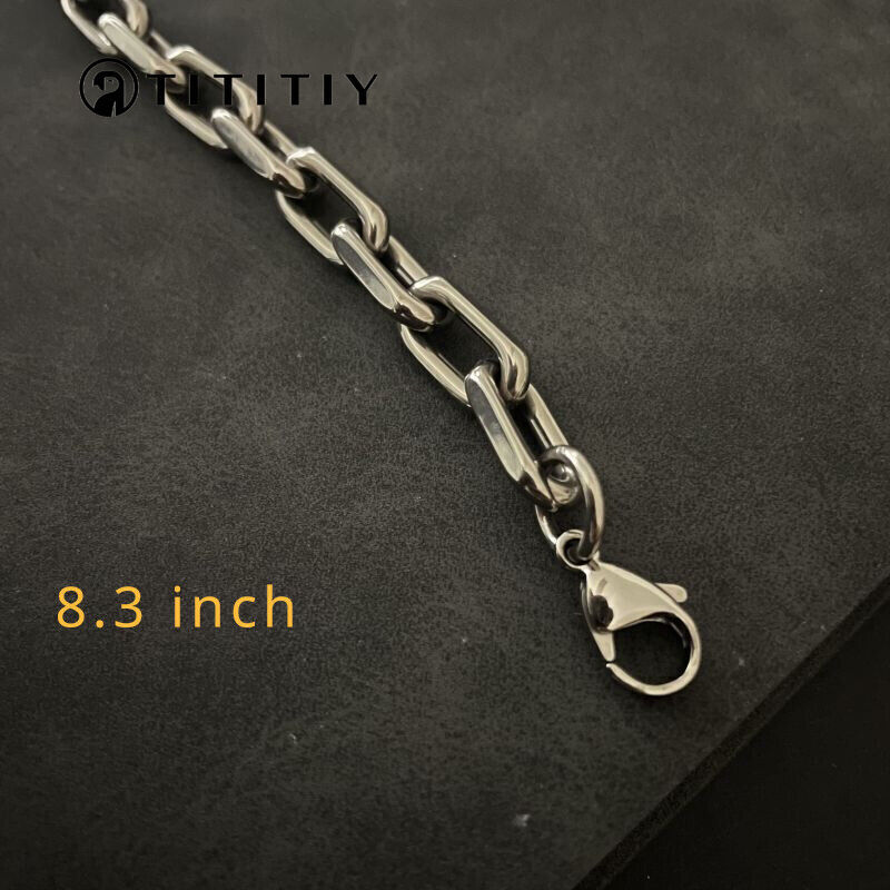 8mm Pure Titanium Chain Bracelet Men Women Flat O-Chain Anti Allergy Gifts 8.3″