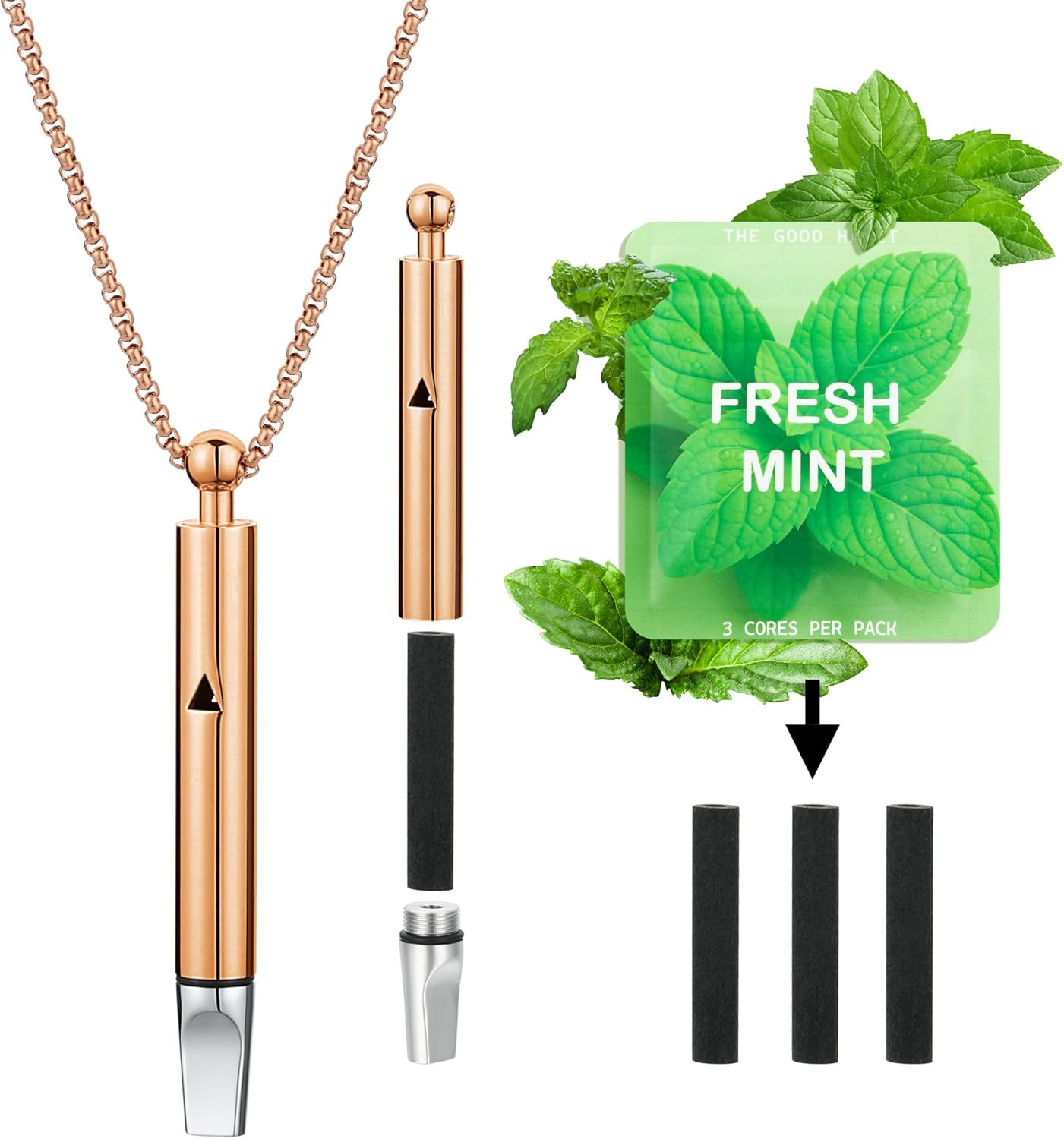 Breathe Free, Breathing Necklace with Adjustable Resistance, Quit Smoking Inhale