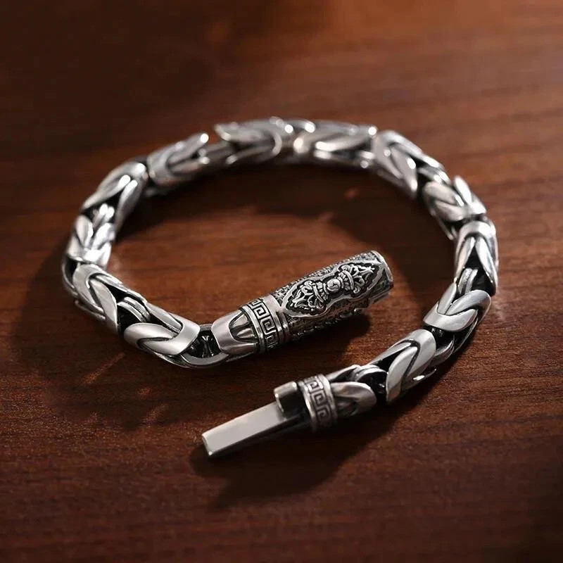 Sterling Silver Bangle Bracelet Chain Popular Vintage Bracelets Mens Gift