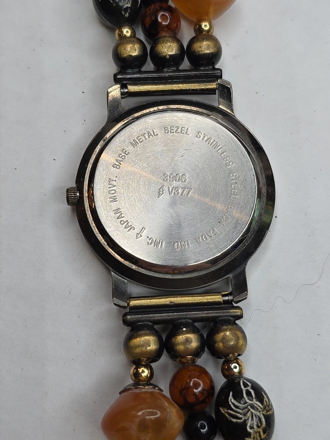 Futura 3906 V377 Beaded Ladies Watch, Needs A New Battery 7″