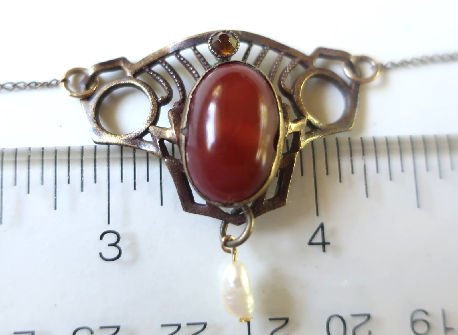 Antique Gold Filled GF Lavalier Pendant Necklace Arts and Crafts style.