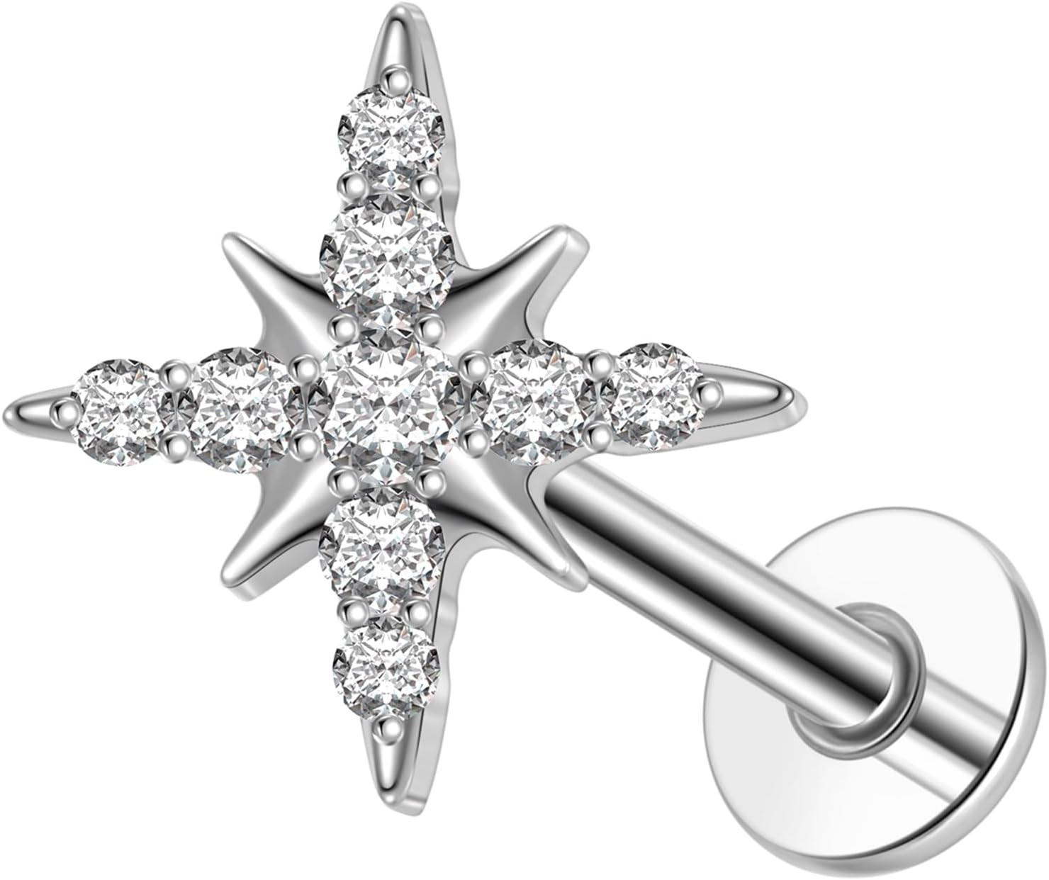 1Pcs 16G 18G G23 Titanium Threadless Labret Studs Push-In Labret Lip Cluster Tra