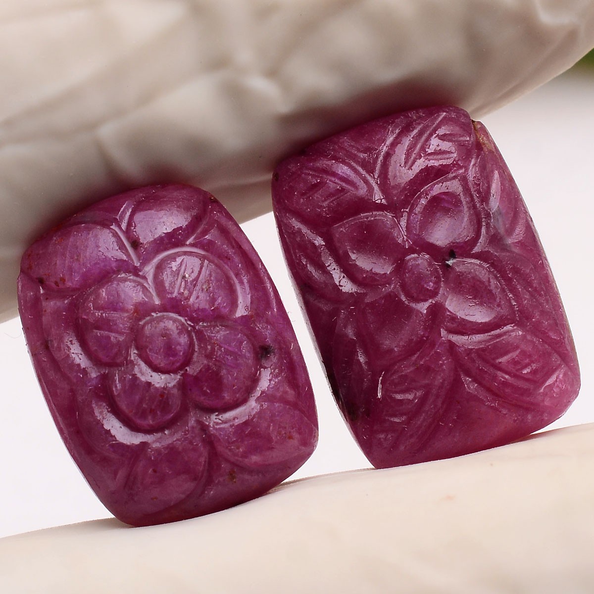 2 Pcs Natural Ruby Untreated Rare Moghul Carved Exclusive Loose Gemstones Lot