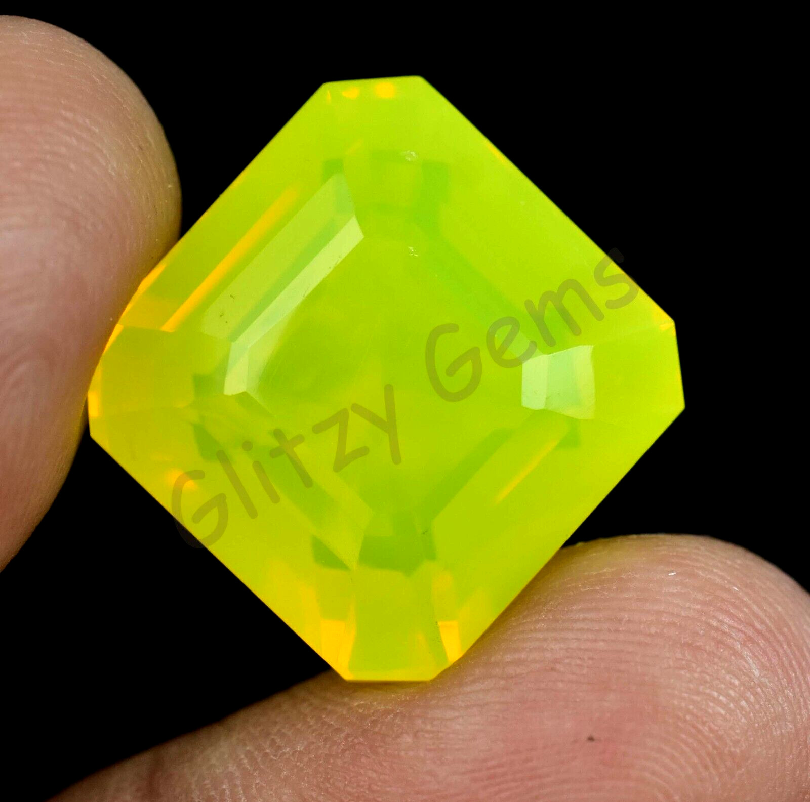 Natural Neon Yellow Opal 26.75 Ct Emerald Certified Untreated Loose Gemstone