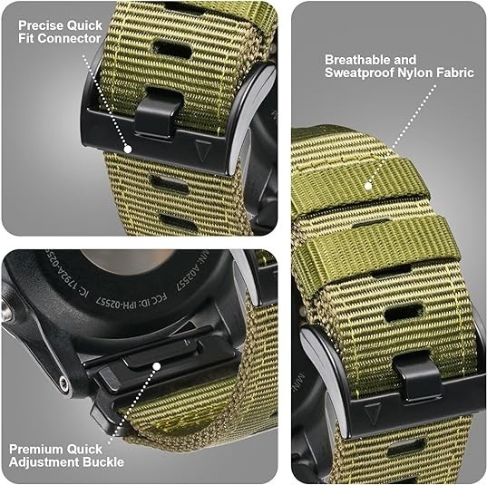 Garmin Fenix 7X 6X 5X Pro QuickFit 22mm 26mm Braided Nylon Watch Strap Band