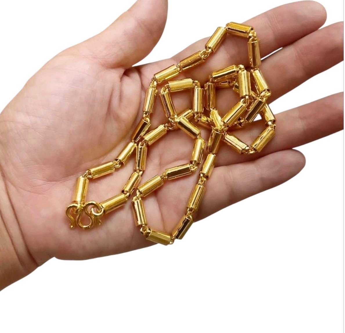 Thai Gold plated 24k Necklace Yellow Chain Pendant 24″ Weight 5 Baht