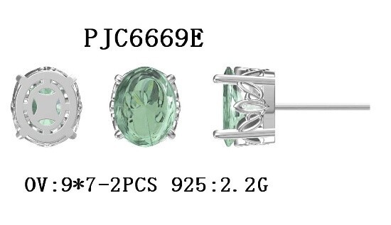 Sterling Silver Semi Mount Earrings Setting Oval OV 9x7mm PJC6669E