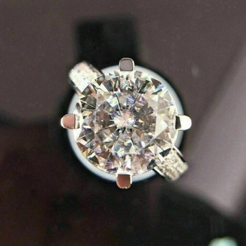 3Ct Round Cut Lab-Created Diamond Solitaire Wedding Ring 14K White Gold Over