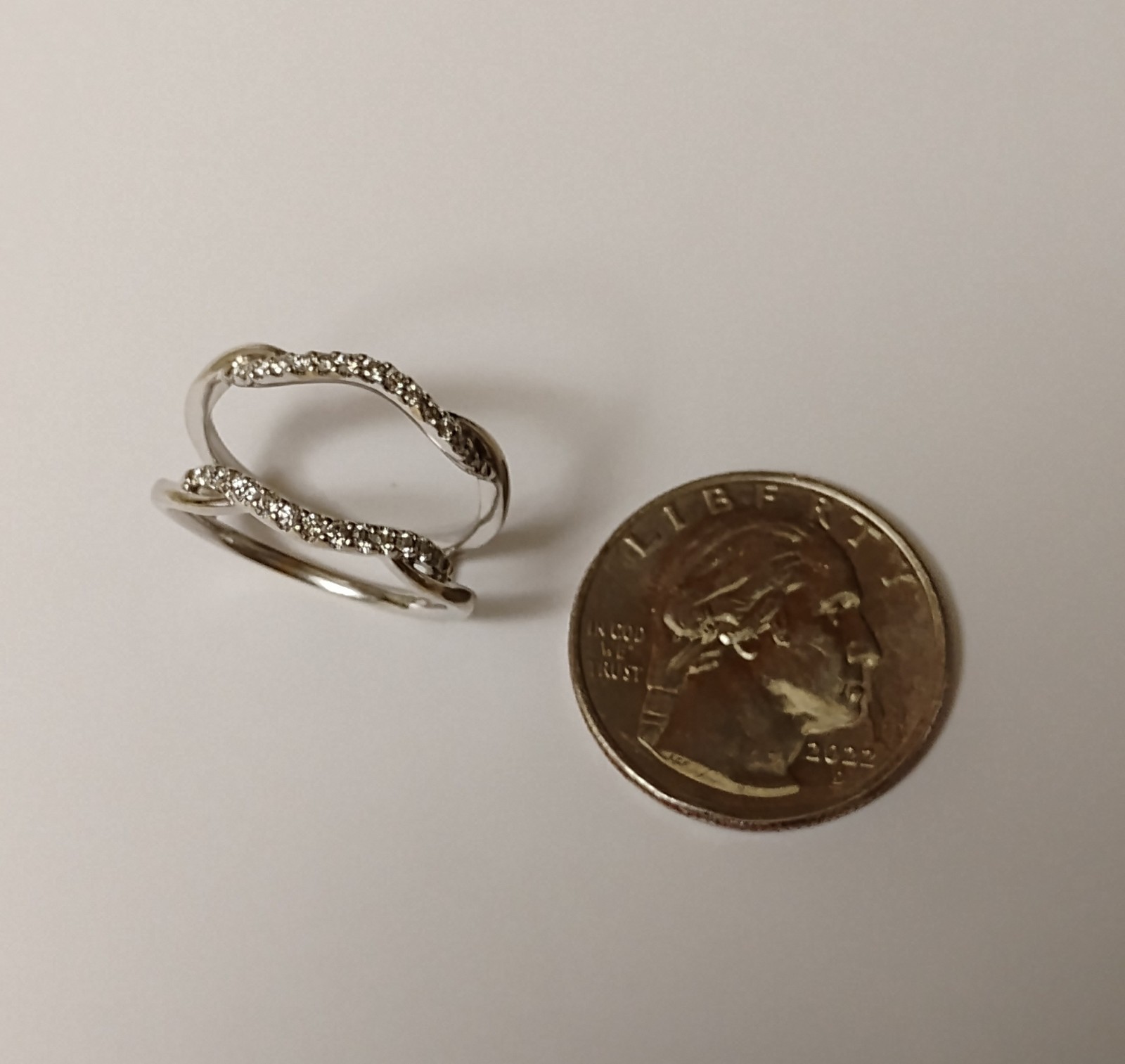 14K White Gold Diamond Enhancer Ring Guard Band… Size 7… 3.85 Grams