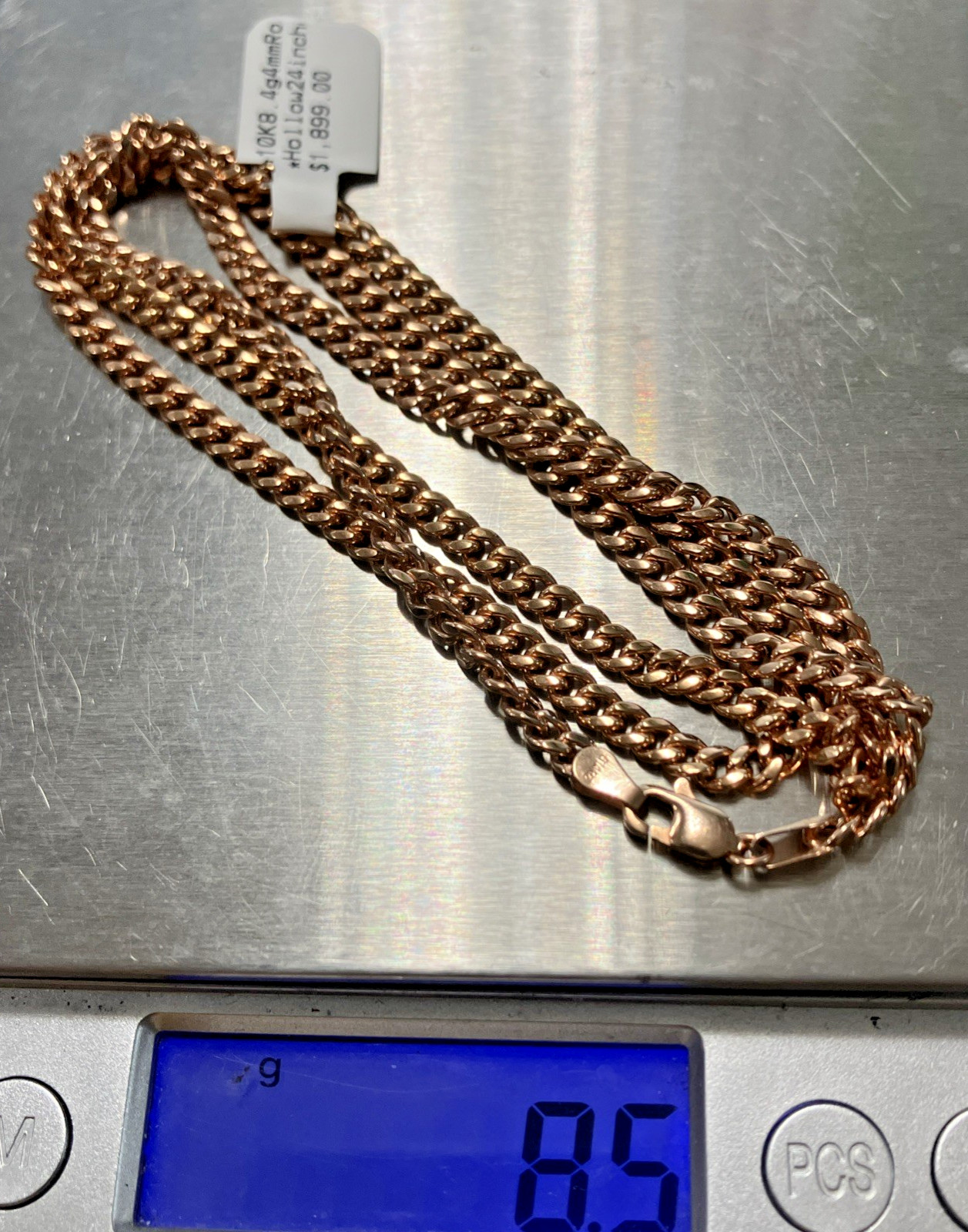 10kt Real Rose Gold Cuban Chain 8.4Grams 4mm 24” Starz Brand New with Tag 10k