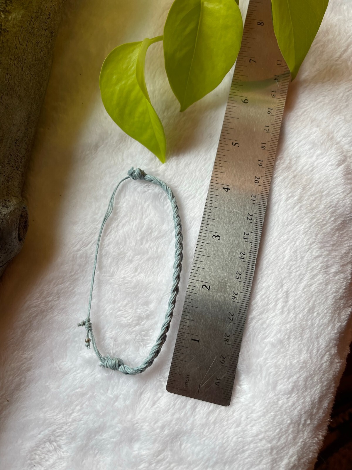 Braided Adjustable Bracelet LIGHT BLUE 100% Cotton String Hand Waxed