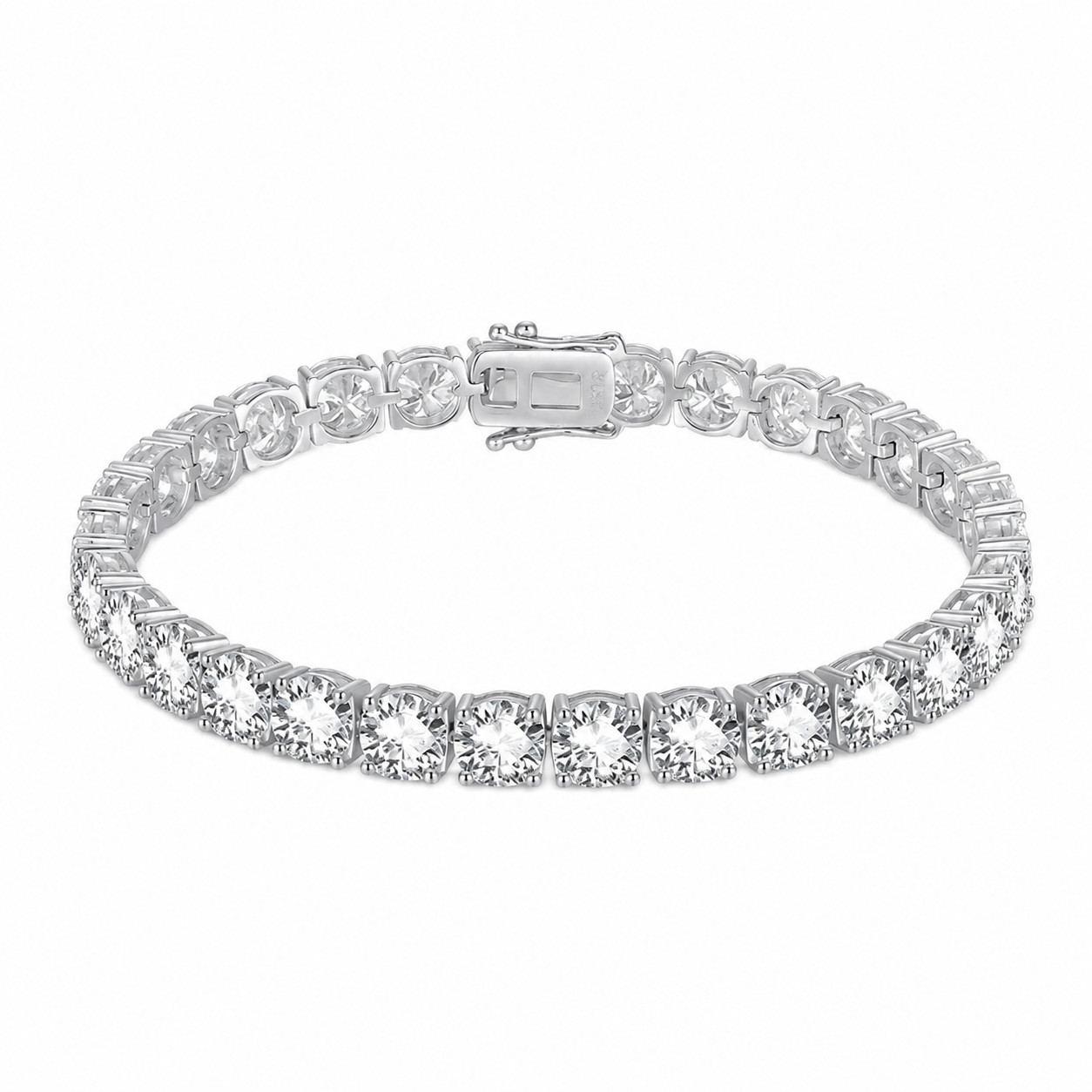 2-6.5mm Round Moissanite Tennis Bracelet 925 Sterling Silver GRA 5.9-7.9in
