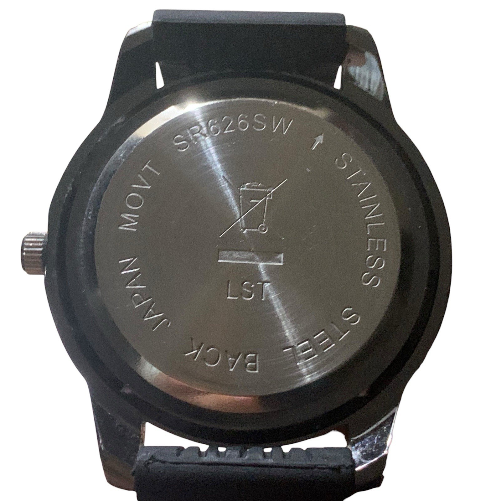Avon Men’s Watch, blue face, a silver-toned bezel, and a black rubber strap
