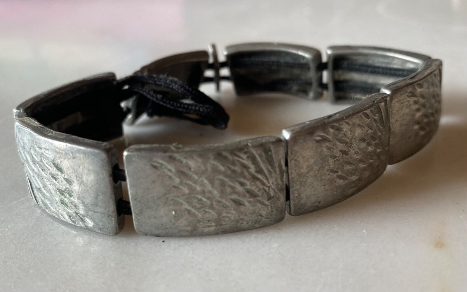 ANNE MARIE CHAGNON Modernist Hammered Pewter Link Bracelet – Canadian Designer