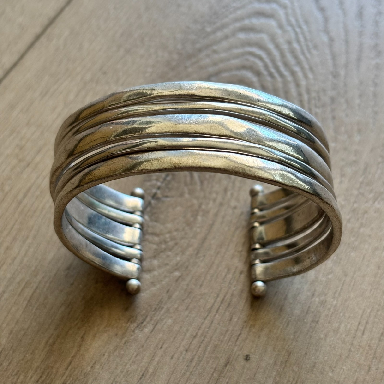 Lucky Brand Silver Toned Cuff Bracelet Women’s Slip-On Multi-Row