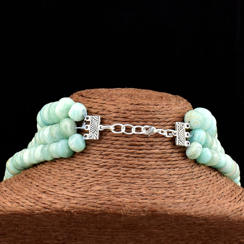 1625.00 Cts Natural 3 Strand Amazonite Round Shape Beads Necklace NK 19E173