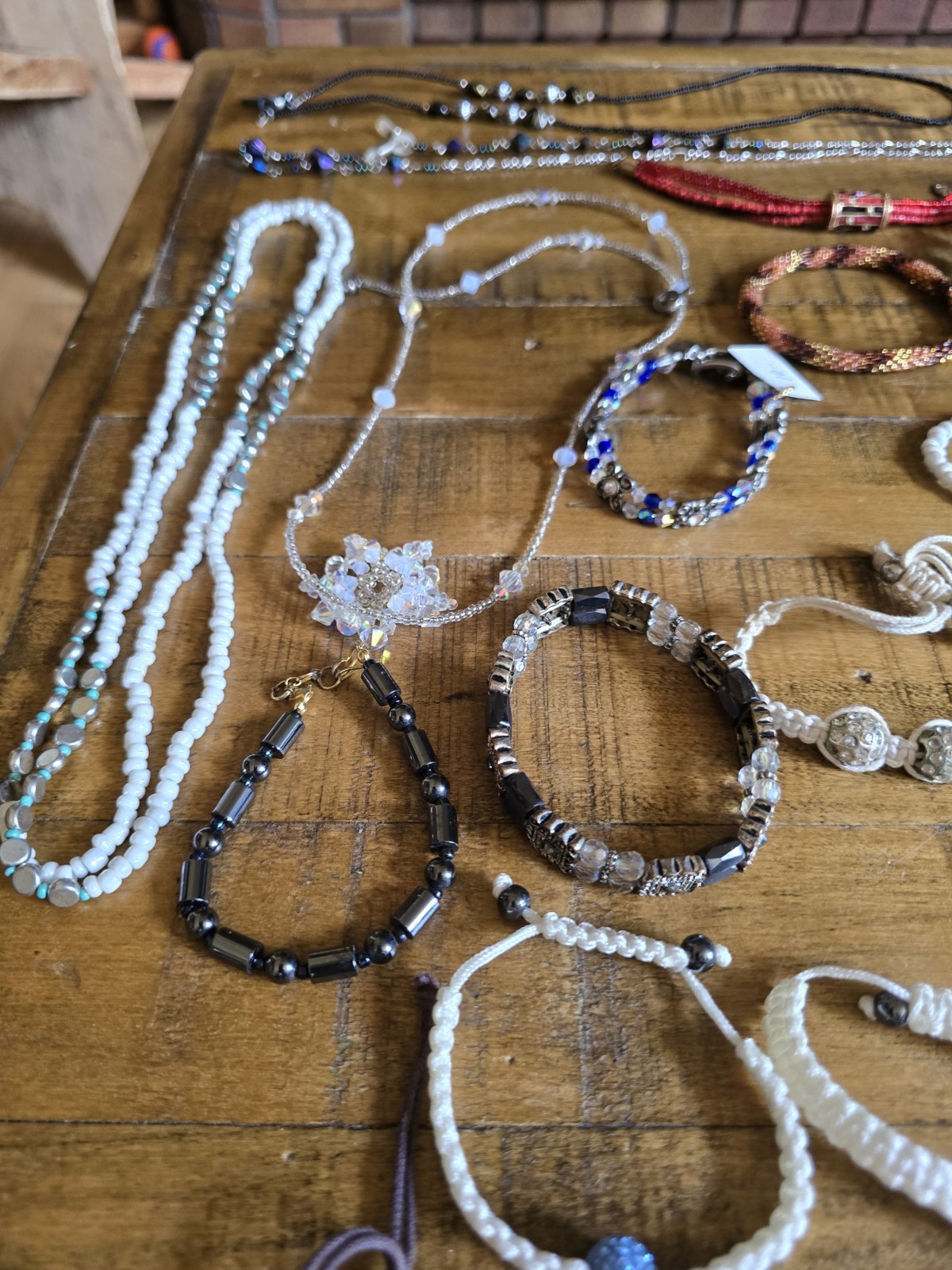 Large 30pc Lot of Bracelets & Necklaces Glass Acrylic Stone Costume Statement