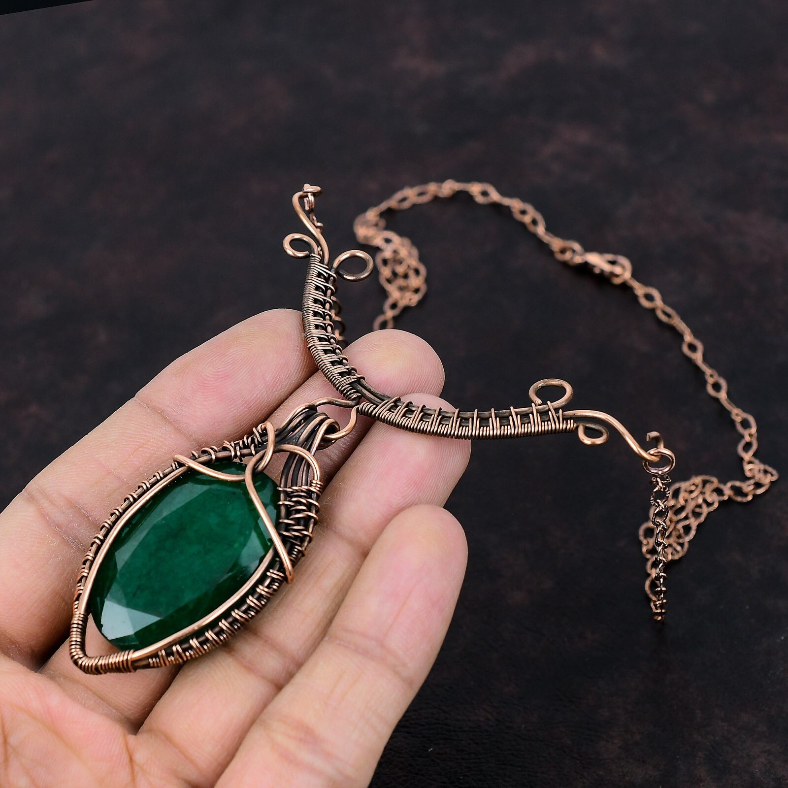 Copper Necklace Gift For Mother Wire Wrapped Necklace Adjustable Necklace 18.0″