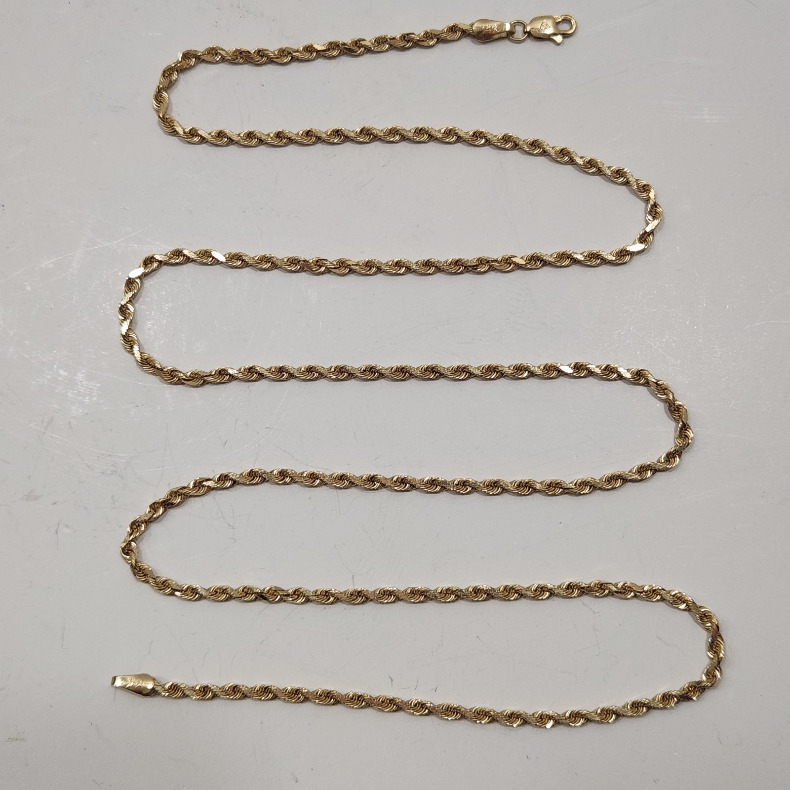 14K Solid Gold Diamond Cut Rope Chain 24″ 2.5 mm 8.8 Grams