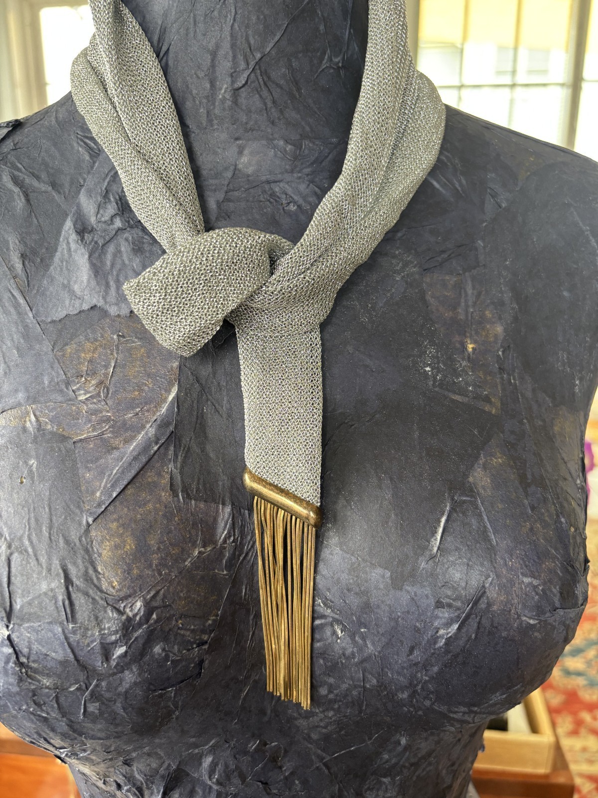 Adami & Martucci mesh necklace with GOLD tassel free shipping