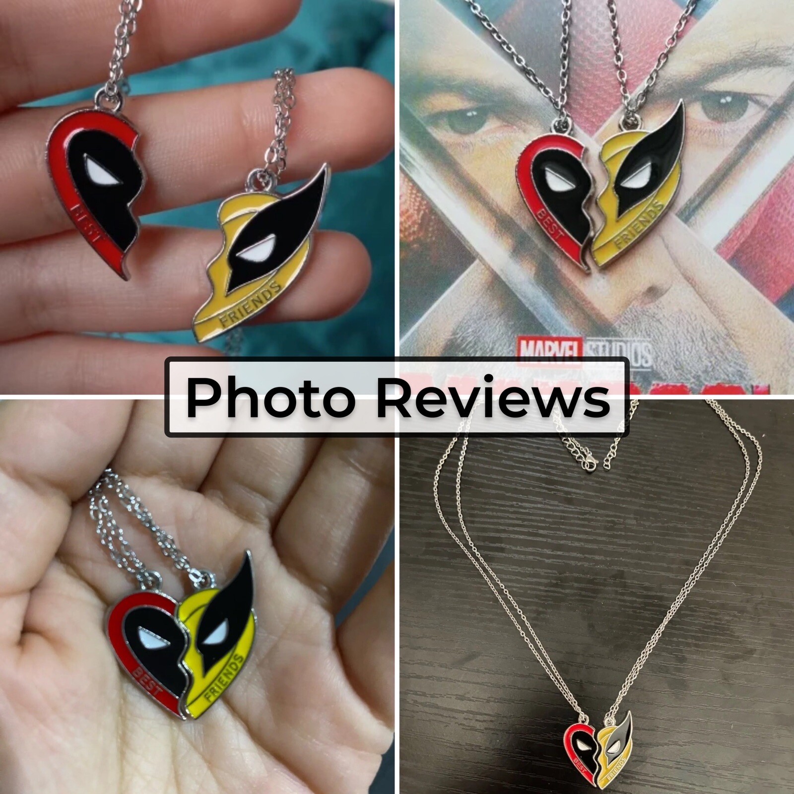 Deadpool & Wolverine Best Friends Friendship Necklace inspired Marvel Superhero