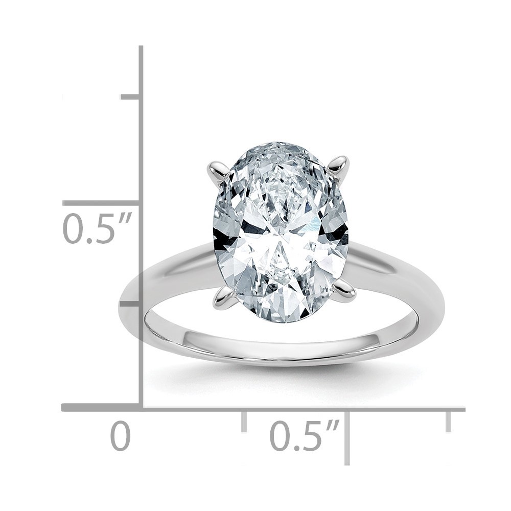 14k White Gold 3Ct Oval Cut Moissanite Solitaire Engagement Ring Size 7
