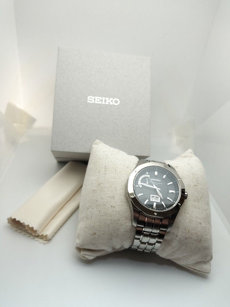 Seiko Brightz 8B43 Radio Solar Titanium Watch Big Date Timepiece Authentic