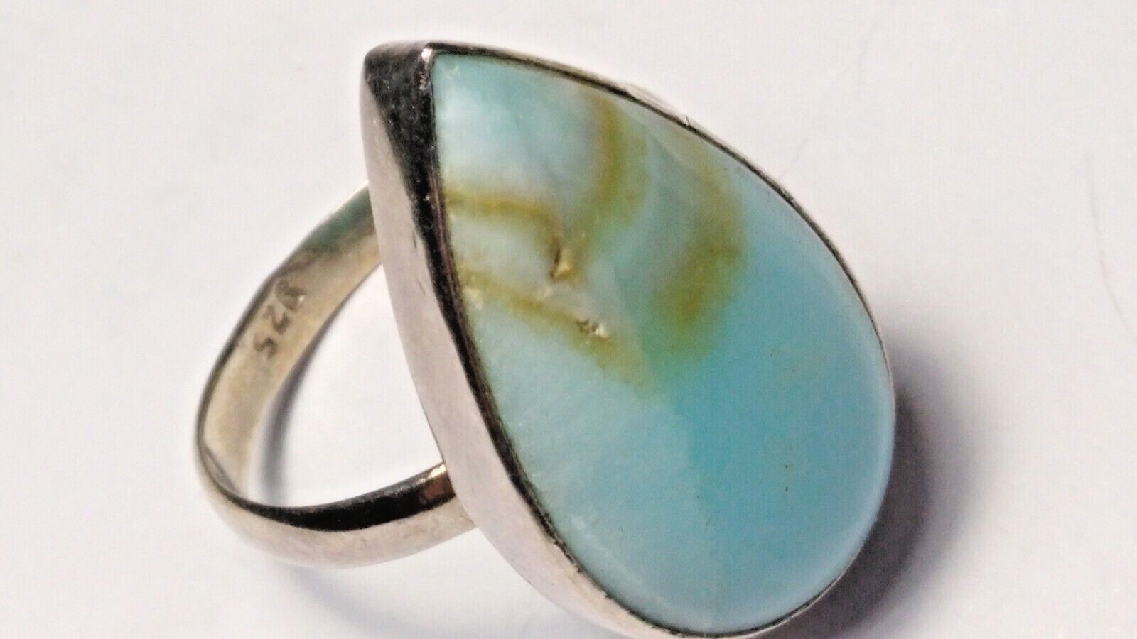 AESTHETIC NATURAL LARIMAR IN STERLING SILVER.925 RING SIZE 8.75-9.0!