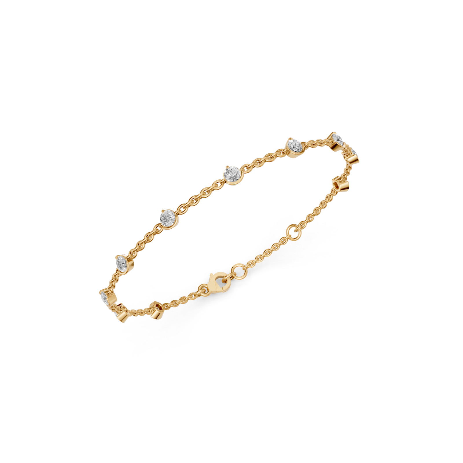 1.10 Carat Lab Grown Diamond Station Bracelet Bezel Set 14K White Gold 7 Inch