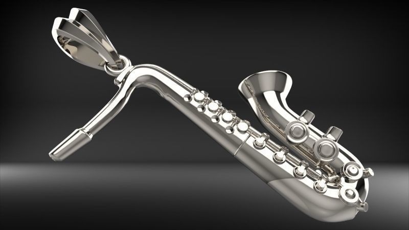 Saxophone Pendant | 999 Fine Silver 26mm | Handmade USA