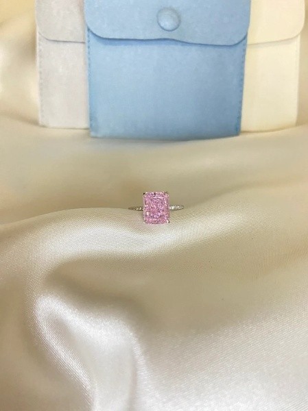 4.30 Ct Radiant Cut Pink Sapphire Diamond Engagement Ring 14K White Gold Size 8