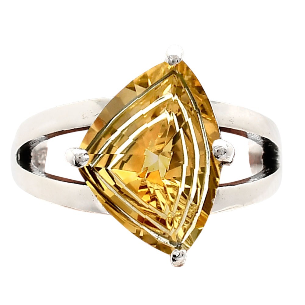 Fancy Cut Natural Citrine 925 Sterling Silver Ring s.8 Jewelry R-1019