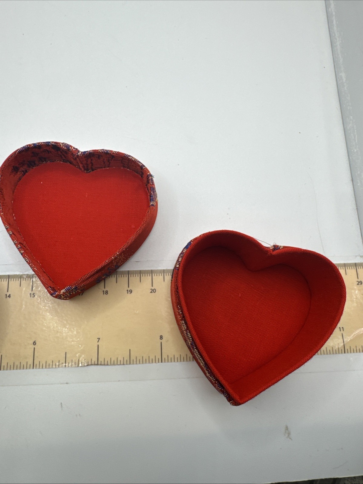 Set Of 2 Asian Ring Jewelry Box Compact Fabric Floral Portable – Heart Shaped