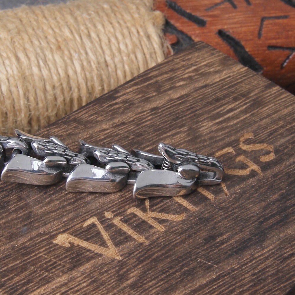 Viking Bracelet Ouroboros Vintage Punk Stainless Steel Fashion Jewelry For Mens