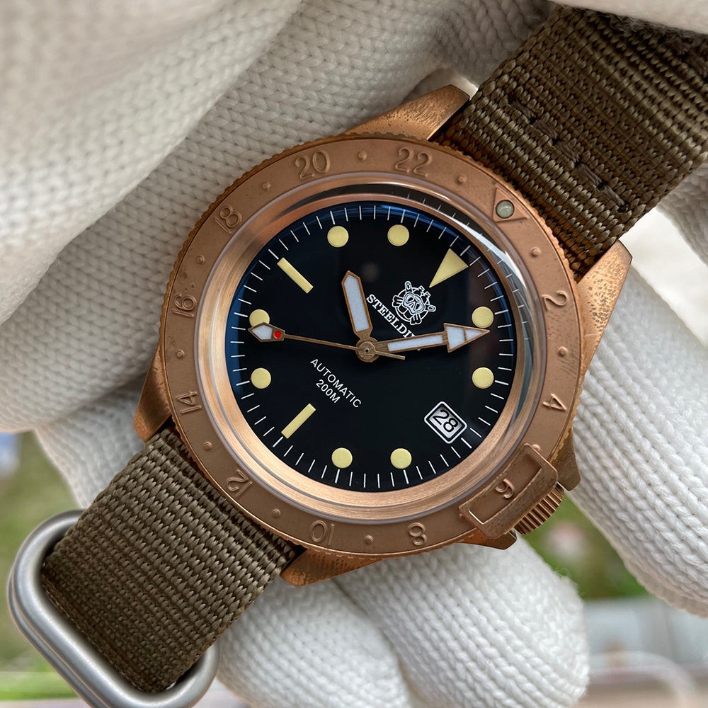 STEELDIVE SD1966S Mens Bronze 41.5mm 200M Automatic Dive Watch NH35 Sapphire
