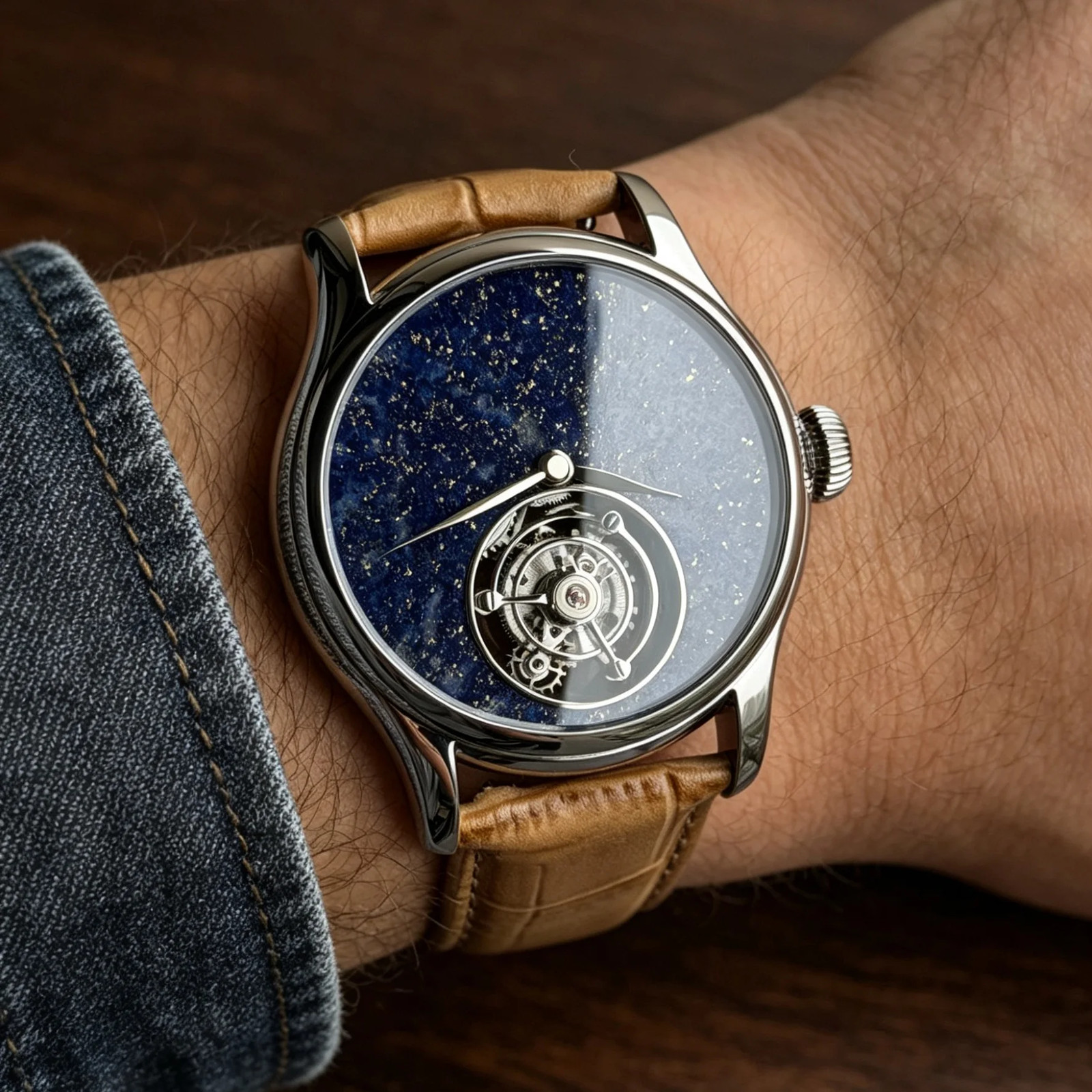 Merkur Tourbillon Watch Sapphire Luxury Mechanical Wristwatch Waterproof 42mm Me