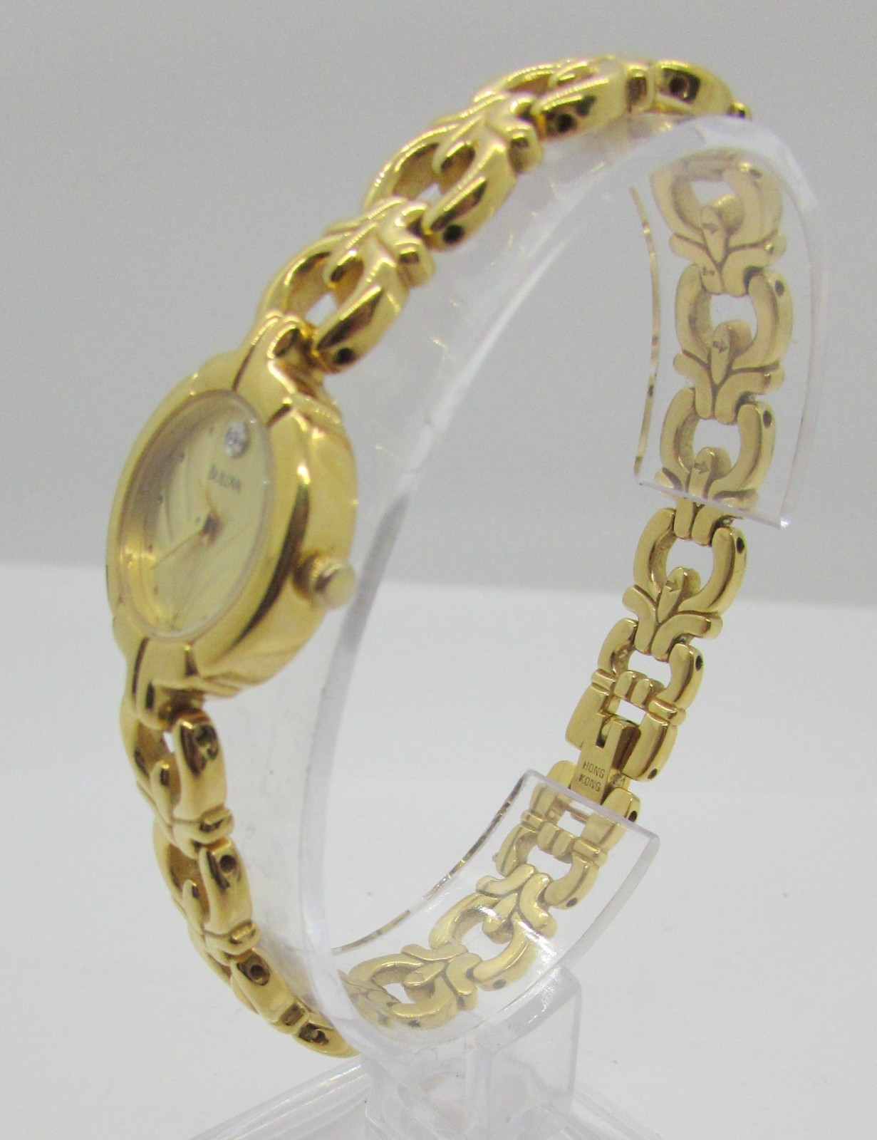 BULOVA T8 DIAMOND GOLD TONE BRACELET DIAL & CASE QUARTZ 20MM WRIST WATCH