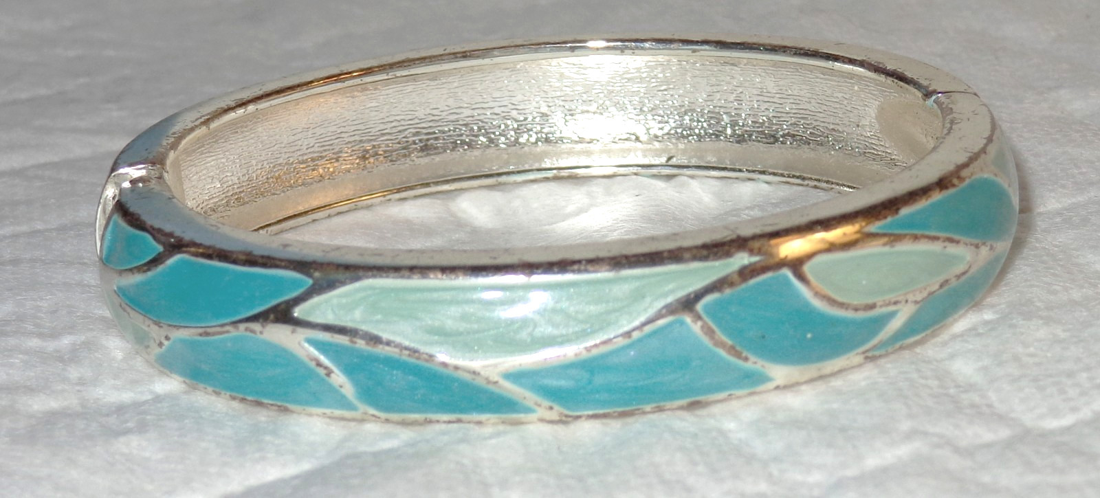 Vintage CLAMPER BANGLE BRACELETS LEATHER , ENAMEL 1980s