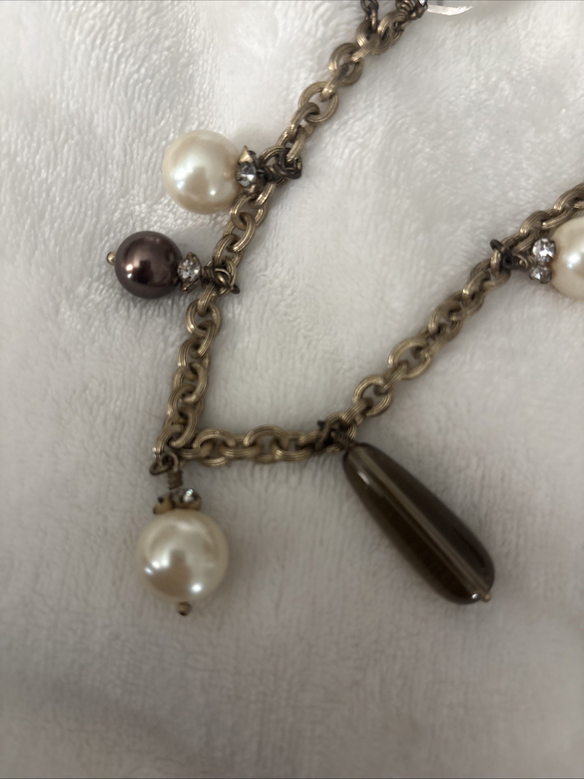 Stella & Dot Pearl and Crystal Matte Goldtone Chain Layering Necklace