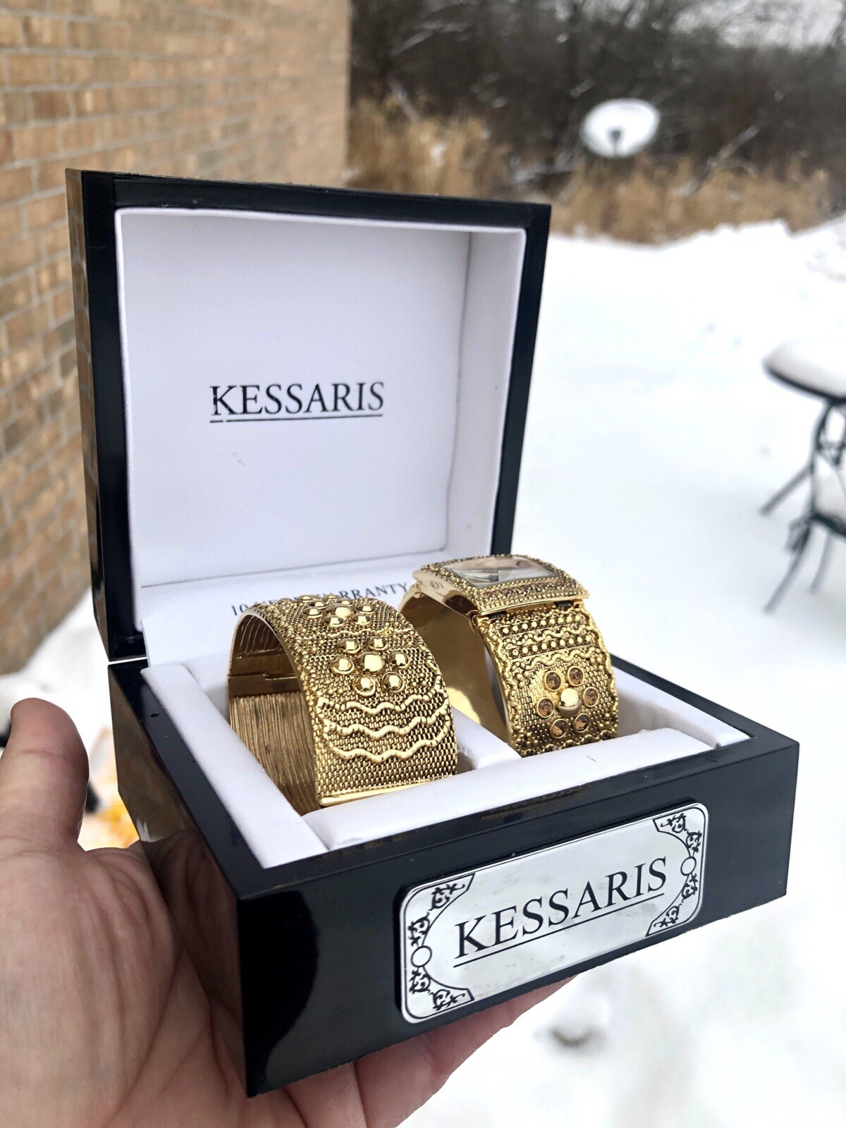 Kessaris Sparkling Crystal Rhinestones Gold Ladies Watch & Bracelet New In Box