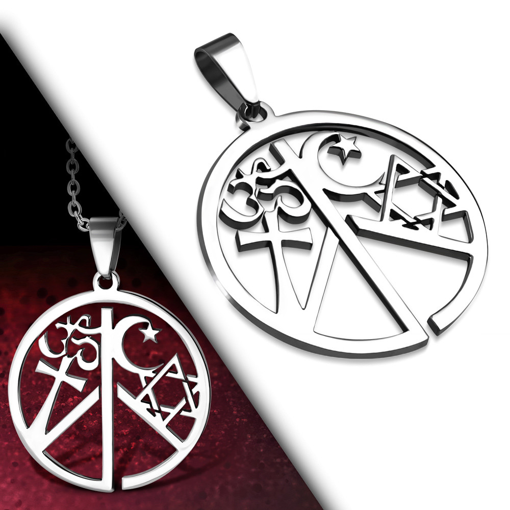 Coexist Religious Peace Love Silver Stainless Steel Fashion Pendant Necklace