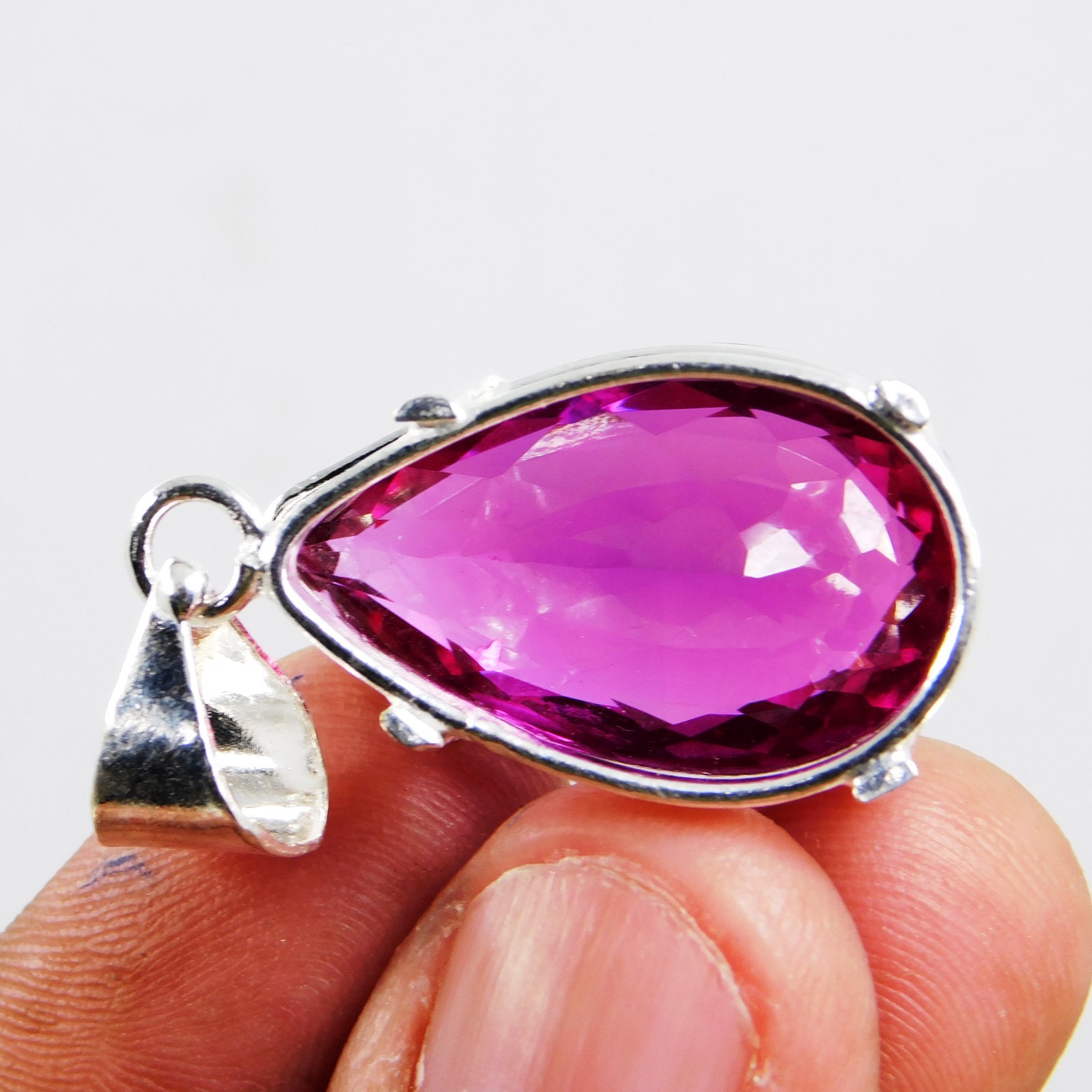 Natural 46.40Ct Rhodolite Garnet Raspberry IGL Gemstone 925 Solid Silver Pendant