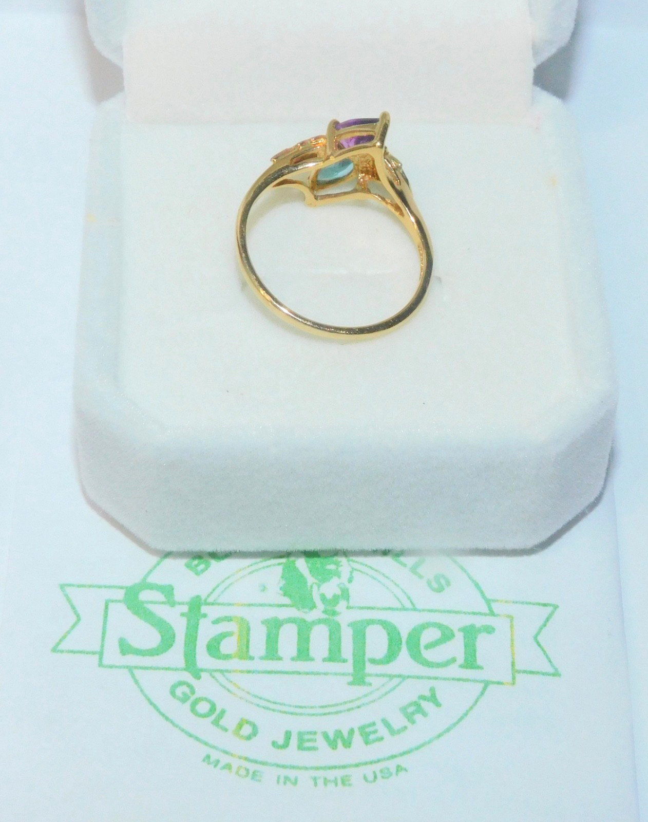 Black Hills Gold 10k Amethyst Topaz Leaf Ring Size 7