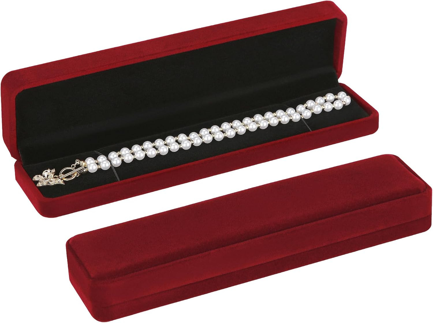 4 Pieces Velvet Bracelet Necklace Pendant Jewelry Box, Small Long Jewelry