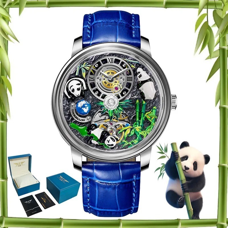 PINDU Panda Series National Treasure Jacob Mechanical Watch Rotating CrystalBall