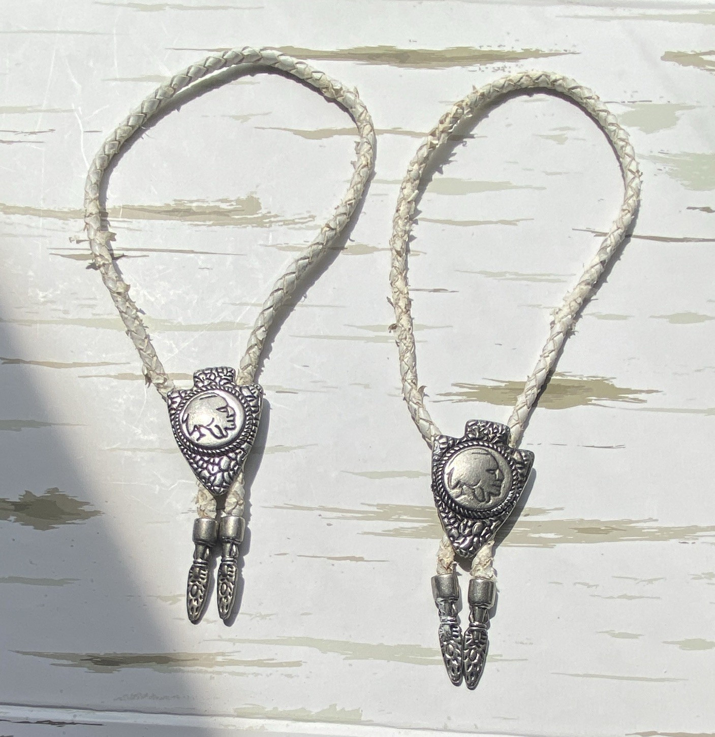 Vintage Western Arrowhead Buffalo Bolo Ties Featuring U.S. Buffalo Nickel Coin