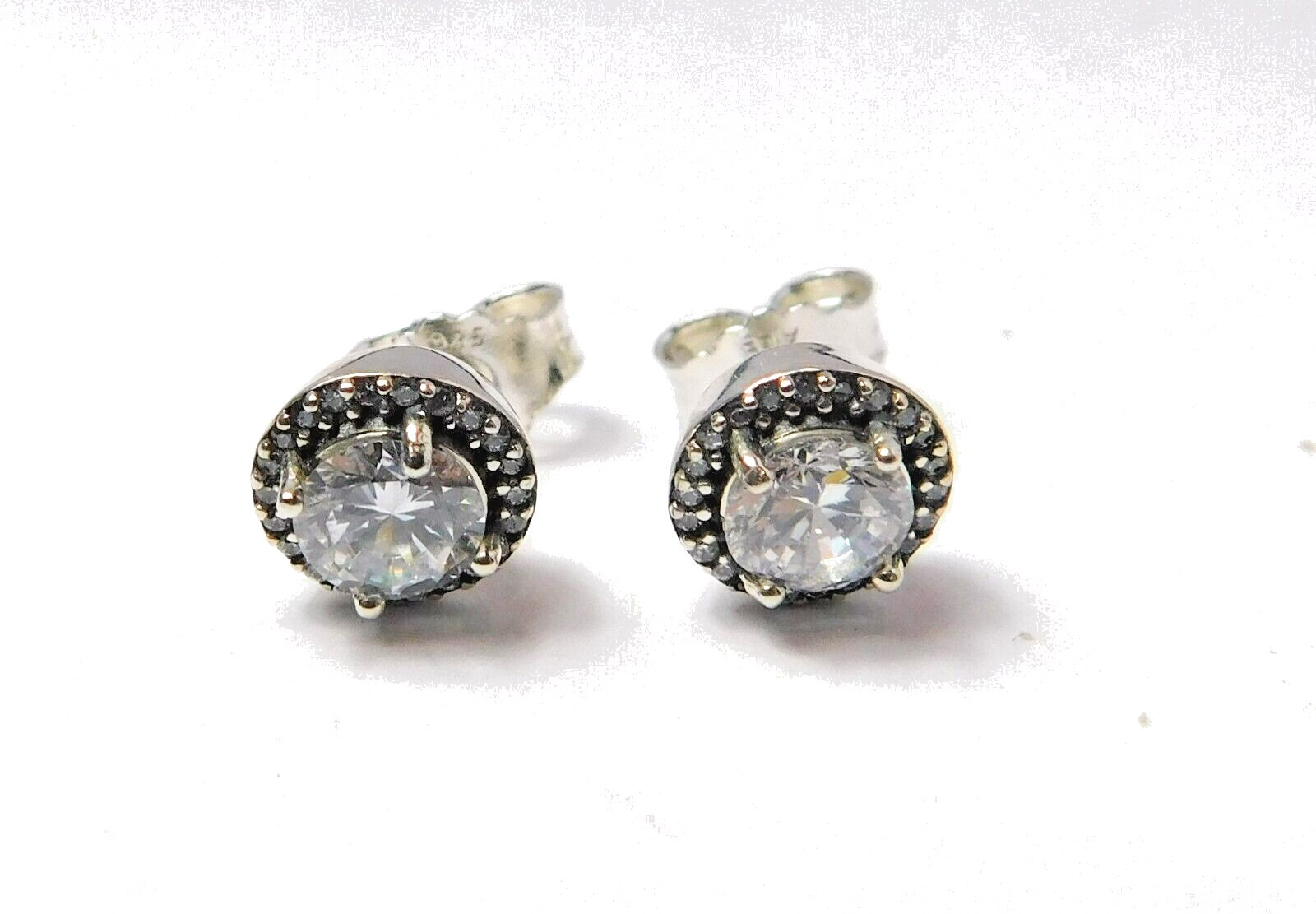 Authentic Pandora Earrings, Silver Classic Elegance Studs, #296272CZ, Clear CZ