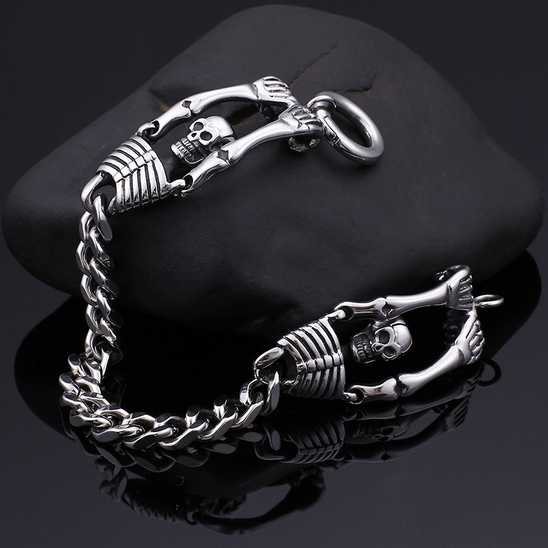 Pure Stainless steel Sexy skeleton design Link Chain bracelet Bangle Mens 8.26”