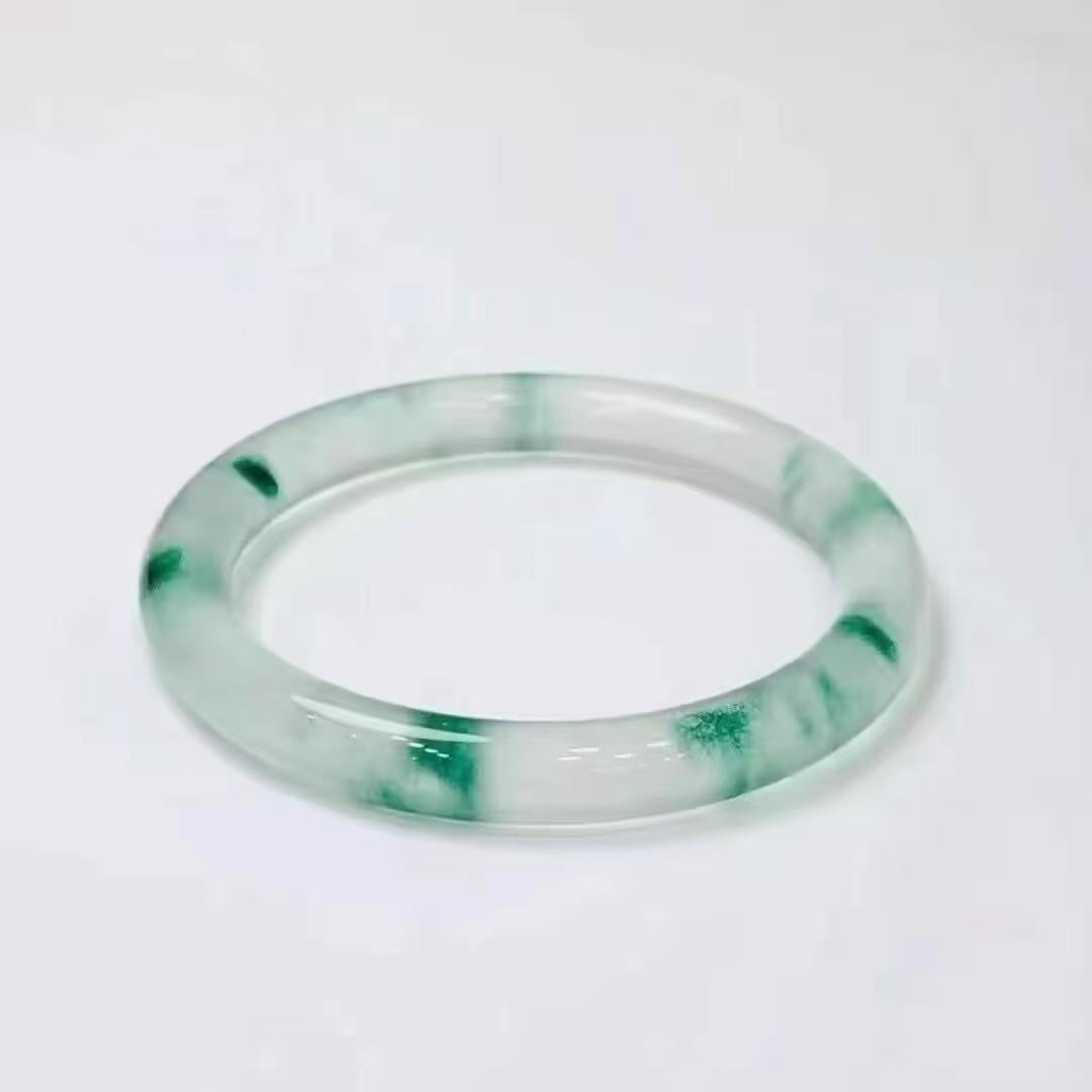 8MM Beautiful Natural Round Green Jade Jadeite Gemstone Bangle Bracelet 52-64mm
