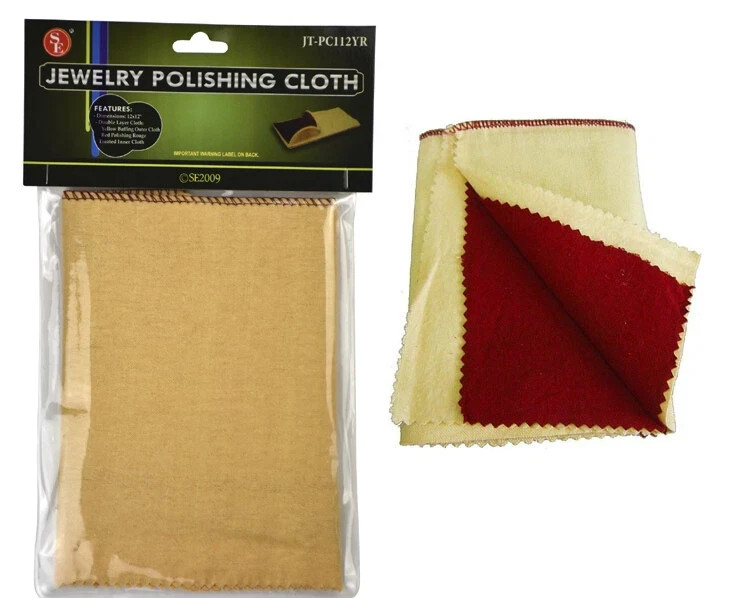 New 12 x 12″ Yellow & Red Jewelry Polishing Buffing Cloth Silver Gold Metal